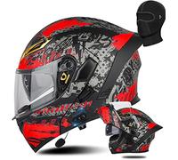 Casque De Moto Bluetooth Intégré,Double Visiere Casque De Integral Homme Femme Homologué ECE Double Haut-Parleur Intégré Casque Modulable De Moto Casque Scooter 12,L