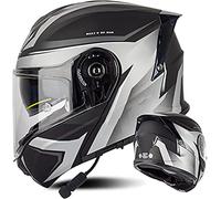 Casque De Moto Bluetooth Ouvrable, Casque Integral Modulable Moto Homme Femme Casque De Moto Intégré Homologué ECE/DOT Casque De Moto Bluetooth Modulaire Avec Double Pare-Soleil C,4XL