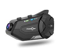 Casque de moto casque Bluetooth avec caméra,interphone FreedConn R1 Pro 6 voies 1000M,système de communication,vidéo 2K,Siri/FM/partage de musique/compatible avec d'autres marques/micro 2 en 1 (1pack)