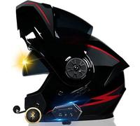 Casque De Moto, Casque D’interphone Bluetooth, Casque Avant Rabattable, Approuvé Dot/ece, Casque Intégral avec Double Visière, Casque De Moto Modulaire pour Hommes Et Femmes, E, S(55~56cm)