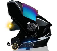 Casque De Moto, Casque D’interphone Bluetooth, Casque Avant Rabattable, Approuvé Dot/ece, Casque Intégral avec Double Visière, Casque De Moto Modulaire pour Hommes Et Femmes, I, XL(61~62cm)