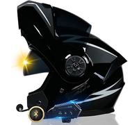 Casque De Moto, Casque D’interphone Bluetooth, Casque Avant Rabattable, Approuvé Dot/ece, Casque Intégral avec Double Visière, Casque De Moto Modulaire pour Hommes Et Femmes, H, L(59~60cm)