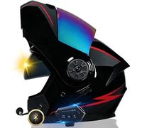 Casque De Moto, Casque D’interphone Bluetooth, Casque Avant Rabattable, Approuvé Dot/ece, Casque Intégral avec Double Visière, Casque De Moto Modulaire pour Hommes Et Femmes, F, S(55~56cm)