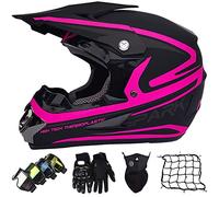 Casque de Moto Cross, Casques de Motocross Enfant et Adulte Set, Casque Integral Downhill avec Gants Lunettes Masques Filet de Casque, DOT Homologué Casques de Protection Casque Full Face MTB