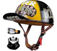 Casque De Moto De Baseball Homologué Dot/ECE pour Adultes, Demi-Casque De Moto Universel avec Boucle À Dégagement Rapide Réglable, pour Vélo, Cruiser, Scooter A,M(53-56CM)