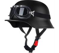 Casque de Moto de Style Allemand, Demi-Casque rétro, Bonnet Ultra Fin et Confortable. Petit Casque Fantaisie avec Lunettes pour Scooter cyclomoteur croiseur ATV Certifié ECE