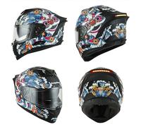 Casque de Moto de Style Chinois, Casques intégraux certifiés Dot & ECE Dual avec Double visière et Feu Arrière à LED(Matte Black,M(57-58CM))