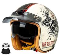 Casque de Moto Demi-Casque certifié ECE Casque Jet pour Hommes et Femmes Casque en Forme de Bol avec visière Demi-Casque adapté à la Conduite en extérieur C,L