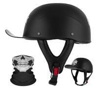 Casque de Moto Demi-Jouet à Style de Casquette de Baseball rétro, Design Allemand à Visage Ouvert, avec Masque de Conduite et Boucle à libération Rapide, certifié ECE, Unisexe-Cruisers(A07,L58~60CM)