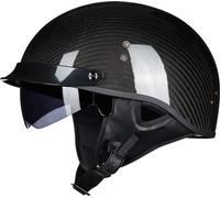 Casque de moto demi-visage respirant Design rétro Casque de moto de course Carbone noir_XL