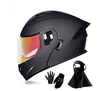 Casque de Moto IntéGral à Double VisièRe pour Adultes Et Enfants, Casque de Course de Moto de Rue, Homologué Dot, avec Gants, Masque, VisièRe Respirante de Vision Nocturne(P17,M(55-56cm))