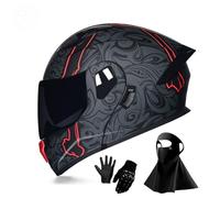 Casque de Moto IntéGral à Double VisièRe pour Adultes Et Enfants, Casque de Course de Moto de Rue, Homologué Dot, avec Gants, Masque, VisièRe Respirante de Vision Nocturne(P7,XL(59-60cm))