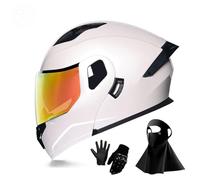 Casque de Moto IntéGral à Double VisièRe pour Adultes Et Enfants, Casque de Course de Moto de Rue, Homologué Dot, avec Gants, Masque, VisièRe Respirante de Vision Nocturne(P36,L(57-58cm))