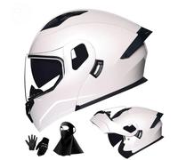 Casque de Moto IntéGral à Double VisièRe pour Adultes Et Enfants, Casque de Course de Moto de Rue, Homologué Dot, avec Gants, Masque, VisièRe Respirante de Vision Nocturne(P32,2XL(61-62cm))
