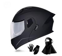 Casque de Moto IntéGral à Double VisièRe pour Adultes Et Enfants, Casque de Course de Moto de Rue, Homologué Dot, avec Gants, Masque, VisièRe Respirante de Vision Nocturne(P24,L(57-58cm))