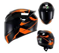 Casque de Moto intégral avec visière antibuée, certifié Dot, Finition Brillante, Rembourrage Confortable, Ventilation réglable, équipement de Protection,Color O-S