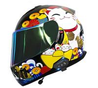 Casque De Moto Intégral Bluetooth Casques Intégraux Microphone Haut-Parleur Intégré avec Double Visière Casques Motocross ECEDOT Homologué pour Adultes Hommes Femmes M,L:59-60CM