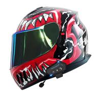 Casque De Moto Intégral Bluetooth Casques Intégraux Microphone Haut-Parleur Intégré avec Double Visière Casques Motocross ECEDOT Homologué pour Adultes Hommes Femmes L,M:57-58CM