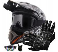 Casque de Moto Intégral, Casque de Motocross Professionnel Enfants et Adultes - Casques de Descente Set avec Lunettes Gants Ma noi XL