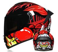 Casque de Moto Intégral Casques de Moto Modulaires pour Adultes Unisexes Vélo de Rue Cruiser Rouleau avec Double Visière Pare-Soleil Casque de ECE C,M57~58CM