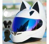 Casque De Moto Intégral Femmes Oreilles Chat Chevalier Casques De Moto pour Casque De Moto Intégral Adulte Casques De Rue, Ece Casque De Motocross Casque Modulaire Légère