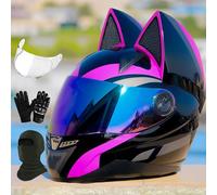 Casque De Moto Intégral Femmes Oreilles Chat Chevalier Casques De Moto pour Casque De Moto Intégral Adulte Casques De Rue, Ece Casque De Motocross Casque Modulaire Légère