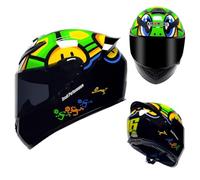 Casque de Moto intégral Haut de Gamme, homologué Dot ECE, visière antibuée, Doublure Amovible, Protection UV pour Moto de Route, Cruiser, Scooter, Course, Tourisme,Color E-L