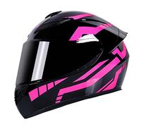 Casque De Moto Intégral Homologué DOT ECE Léger Pour Cyclomoteur De Rue, Vélo De Course, Casque De Moto Avec Visière Teintée, Pare-Soleil Rabattable Pour Adulte Homme Femme,Rose red,S