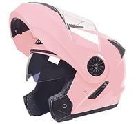 Casque de Moto intégral modulable avec Double visière approuvé Dot/ECE Casque de Moto cyclomoteur Street Bike Racing Crash pour Hommes et Femmes Adultes,Rose,One Size