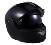 Casque de Moto Intégral PC Noir Double Visière, Taille 57-58 CM | Protection Antichoc, Ventilation à Bouche, Visière Teintée, Pare-soleil Frontal, Style Chic