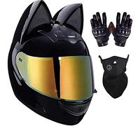 Casque De Moto Intégral Pour Femme Casque De Moto Modulaire Avec Oreilles De Chat Homologué ECE Casques Modulables Avec Visière Pour Vélo De Rue Scooter Motocross C,M=57-58CM