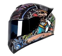 Casque De Moto Intégral Rétro ECEDOT Homologué Casques Intégraux pour Moto avec Visière Vision Claire Casques Motocross Doublure Amovible pour Adultes Hommes Femmes Z-6,XL:61-62CM