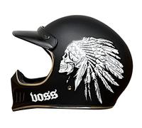 Casque De Moto Intégral Vintage, Casque Rétro Unisexe Adulte Tout-Terrain Pour Moto Cyclomoteur Street Bike Racing Style Classique Pour Homme Femme, Approuvé DOT/ECE,Indian,M