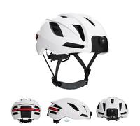Casque DE Moto Intelligent avec CAMÉRA 1080P ET Feux ARRIÈRE Casque DE VÉLO RÉGLABLE Universel (Blanche)
