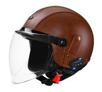Casque De Moto Jet Adulte avec Anti Scratch Visiere Casque Moto Homme Casque Semi-Ouvert Urbain Vintage Casques Bols Scooter Compact Femme Demi Casque DOTECE Homologué 3,M:57-58CM
