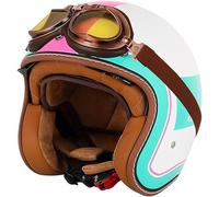 Casque De Moto Jet Homologué ECE 22.06 Avec Visière Solaire, Style Rétro Vintage, Pour Jeunes Hommes Et Femmes. A3,M/(57~58cm)