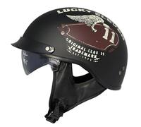 Casque De Moto Jet Moto Casques Bols Vintage DOTECE Homologué Casque Mobylette avec Visière Rétro Demi Casques Moto Hommes Et Femmes pour Moto Et Scooter 11,XXL:63-64CM