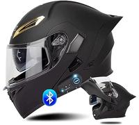 Casque De Moto Modulable Bluetooth,Casque De Moto Flip Up Intégral avec Double Visière Haut-Parleur Intégré Micro,Casque Moto De Moped Scooter pour Adulte Homme Femme,Approuvé ECE G,2XL=63-64CM
