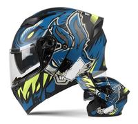 Casque de Moto Modulable Casque Intégral a Double Visière Certifié ECE pour Adultes Femmes et Hommes Casque Intégré Scooter Cyclomoteur Course de Rue B,M55~57CM