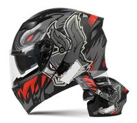 Casque de Moto Modulable Casque Intégral a Double Visière Certifié ECE pour Adultes Femmes et Hommes Casque Intégré Scooter Cyclomoteur Course de Rue A,L57~58CM