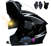 Casque De Moto Modulaire Bluetooth Casque De Moto Rabattable à L’Avant, Approuvé Ece, Double Visière Intégrée, Coque Haute Résistance, Doublure Respirante Confortable, C1, XL