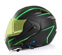 Casque De Moto Modulaire Bluetooth, Casque Intégral Modulable À Visière Relevable, avec Double Visière Et Microphone Intégré, ECE/Dot pour Scooter Et Cyclomoteur,A 3- m (54_55)