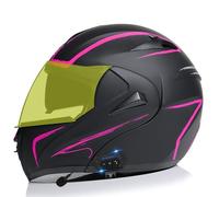 Casque De Moto Modulaire Bluetooth, Casque Intégral Modulable À Visière Relevable, avec Double Visière Et Microphone Intégré, ECE/Dot pour Scooter Et Cyclomoteur,F 3- m (54_55)