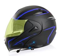 Casque De Moto Modulaire Bluetooth, Casque Intégral Modulable À Visière Relevable, avec Double Visière Et Microphone Intégré, ECE/Dot pour Scooter Et Cyclomoteur,C 3- m (54_55)