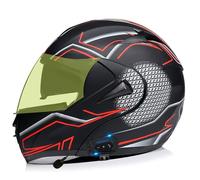 Casque De Moto Modulaire Bluetooth, Casque Intégral Modulable À Visière Relevable, avec Double Visière Et Microphone Intégré, ECE/Dot pour Scooter Et Cyclomoteur,E 3- m (54_55)