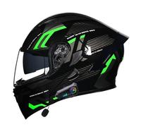 Casque de Moto Modulaire Bluetooth Intégral Rabattable avec Double Visière Anti-buée Anti-UV Homologué DOTECE Microphone Intégré for Hommes Et Femmes 6,XL=61~62cm