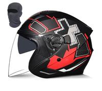 Casque de Moto Ouvert avec Double Pare-Soleil,approuvé Dot/ECE 22.06,Casque de Moto Demi-Visage en ABS for Scooter de Route, Grille d'aération,Doublure Lavable,for Hommes et Femmes(H,M (55-56m))