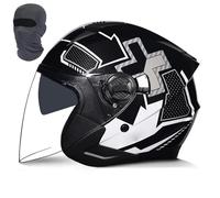 Casque de Moto Ouvert avec Double Pare-Soleil,approuvé Dot/ECE 22.06,Casque de Moto Demi-Visage en ABS for Scooter de Route, Grille d'aération,Doublure Lavable,for Hommes et Femmes(J,L (57-58m))