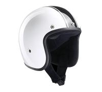 Casque de moto ouvert BANDIT Jet Classic Blanc et Noir Brillant Custom Biker Style Visière incluse Black & White Open Helmet - Non homologué JETCL (M)