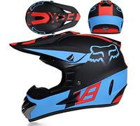 Casque De Moto Pour Jeunes Casque De Motocross Enfants Adultes Casques De Cross Casque De Moto Enduro Casque VTT Intégral Certifié DOT/ECE Avec Lunettes Masque Gants Casque De Descente,Blue/C-S